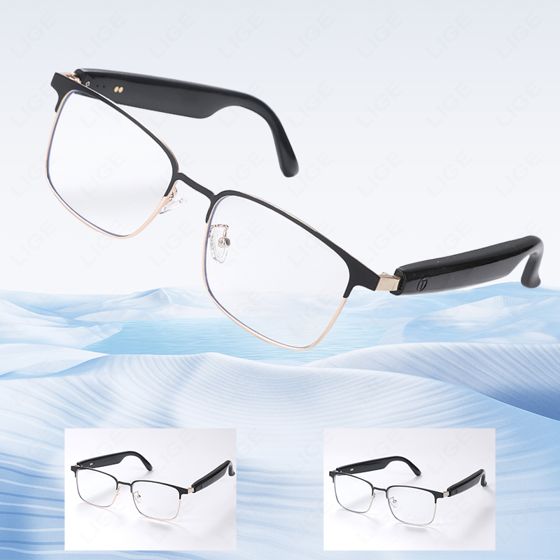 LIGE Smart glasses, polarized Bluetooth sunglasses with built-in microphones and speakers, open ears, voice assistants, UV-resistant audio sunglass