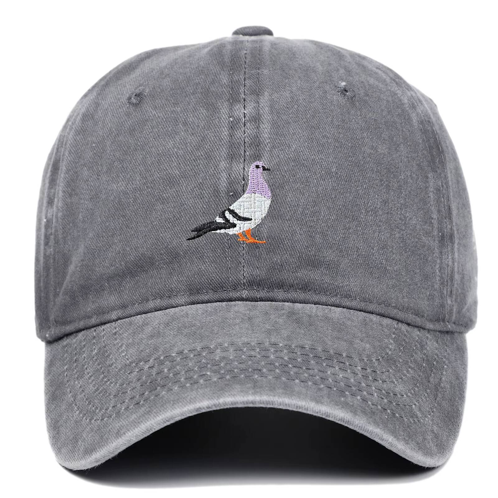 Spring New Pigeon Embroidery, Water Wash, Hat for Men and Women Outdoor Sports, Fishing, Sun Protection Baseb ddmythur