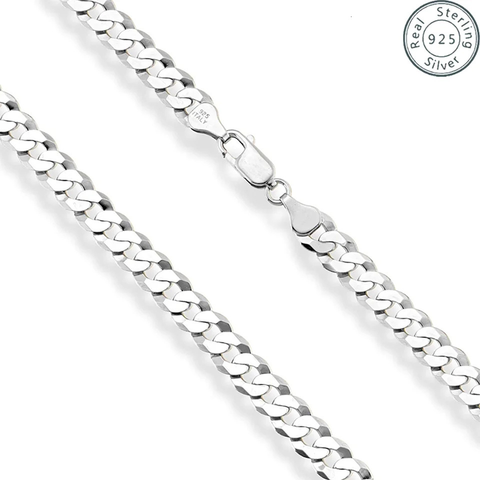 7mm Mens Cuban Link Chain 925 Sterling Silver Necklace Curb Cuban Link Chain Chokers for Women Hip Hop Jewelry Ships from USA 250707