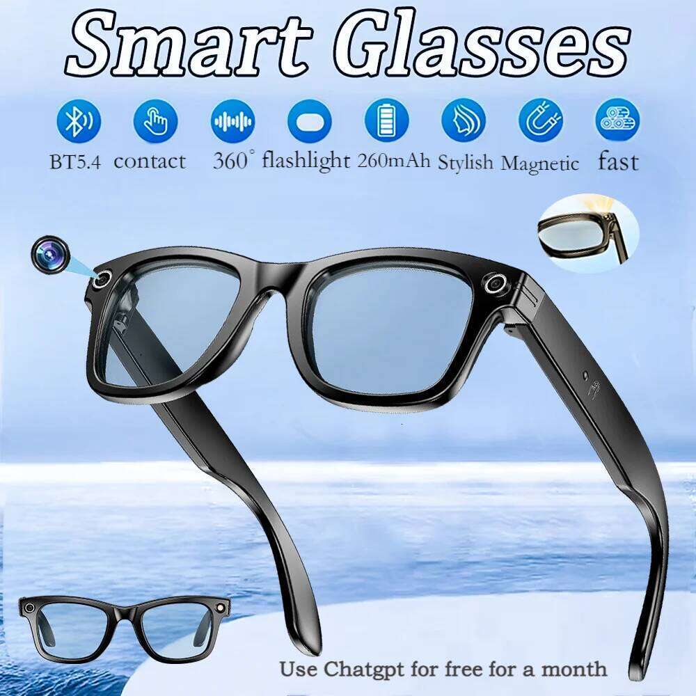 Designer famous brand AI translation smart bluetooth men and women travel conversation headset with speaker camera sunglasses