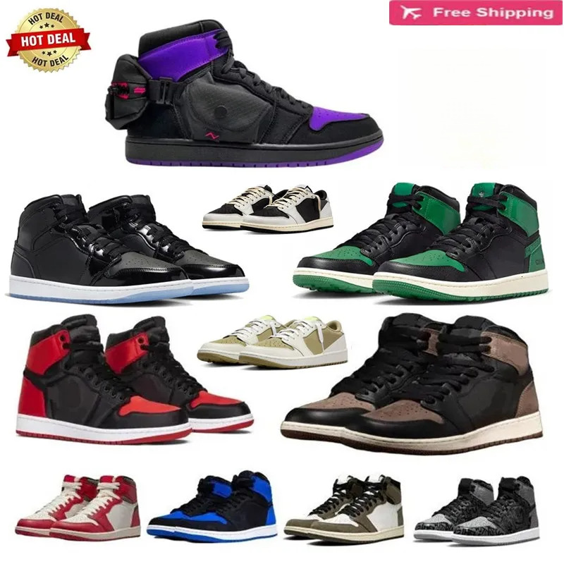 1s Across the Spider Verse Prowler Friends and Family Men Basketball Shoes Red Satin Bred Palomino Praline Golf Gift Giving Olive Sneakers Free Shipping