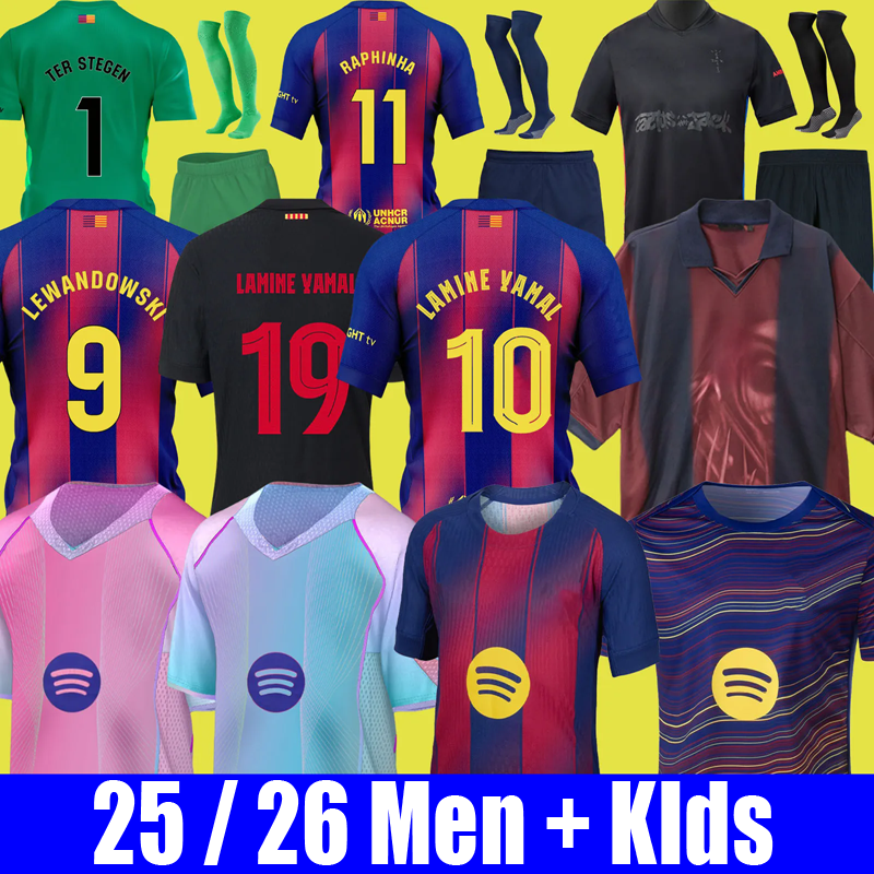 25 26 LAMINE YAMAL LEWANDOWSKI RAPHINHA soccer jersey camiseta de futbol 2025 2026 FC football shirt men kit kids sets