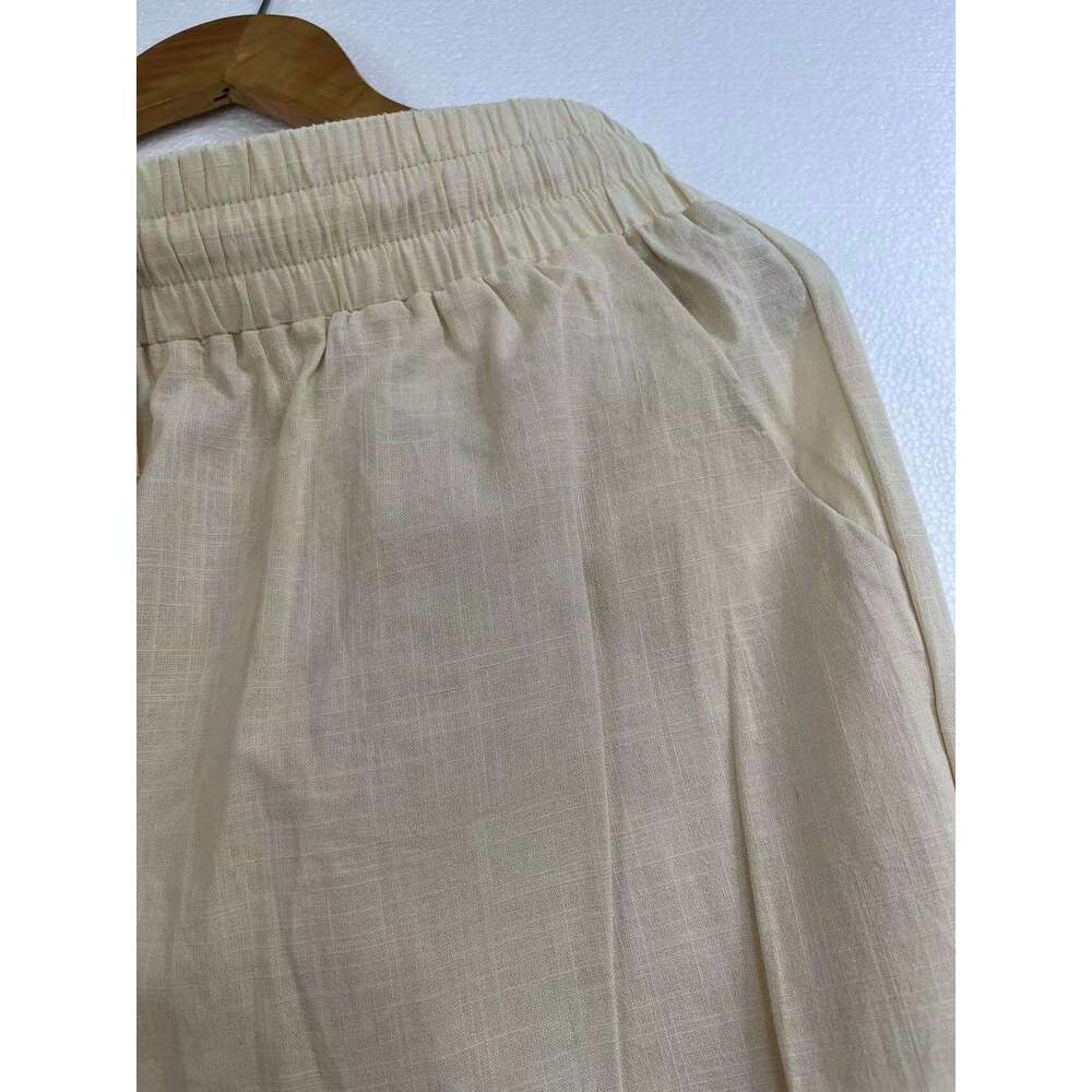 Women's Spring Summer New Cotton Linen Pants Casual Fashion Slimming Simple Versatile B5