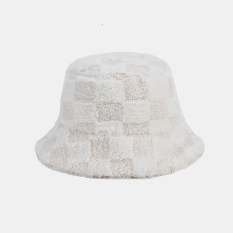 Autumn Winter Solid Color Plaid Fisherman Hat Unisex Outdoor Artistic Versatile Bucket Hat Thickened Warm Sun Hat 250710