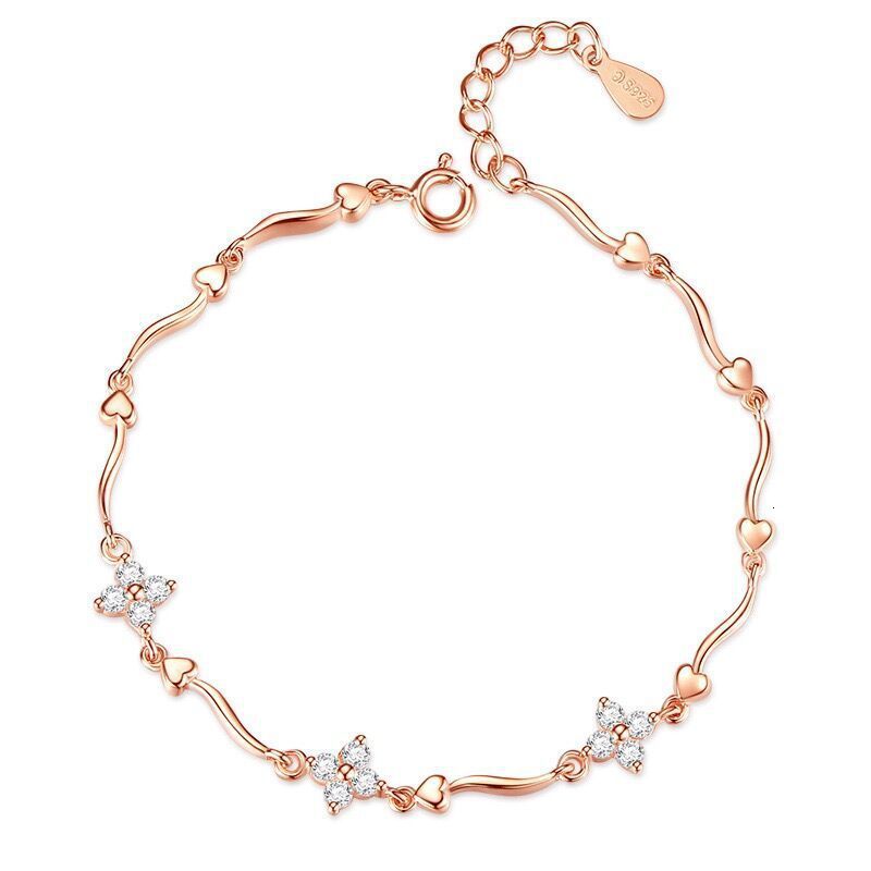Delicate and Exquisite Heart Wave Bracelet Four-Leaf Flower Heart Inlaid Diamond Fashionable Versatile Niche n Accessory Trend 250710