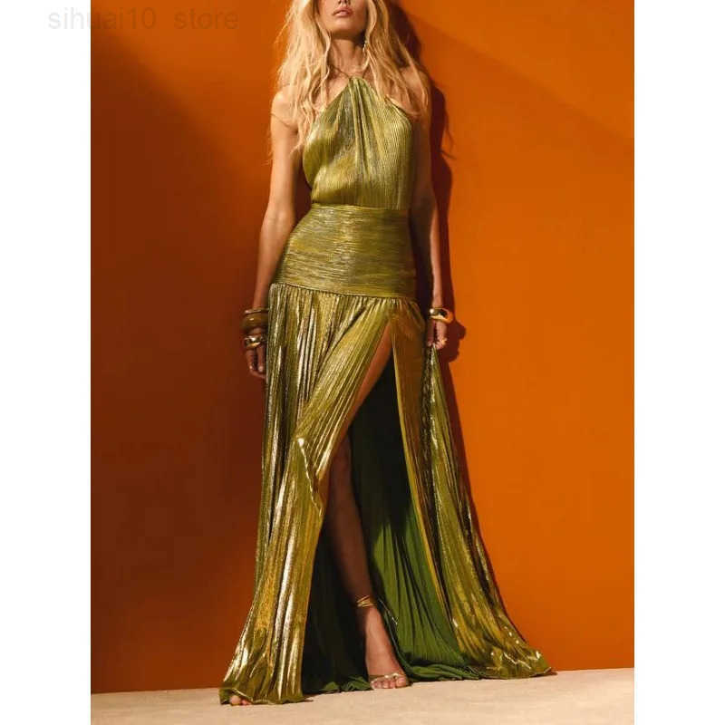 Elegant Women's Corset Cocktail Dress: Off-Shoulder Halter Gown with Slit for Parties & Special Occasions C260312