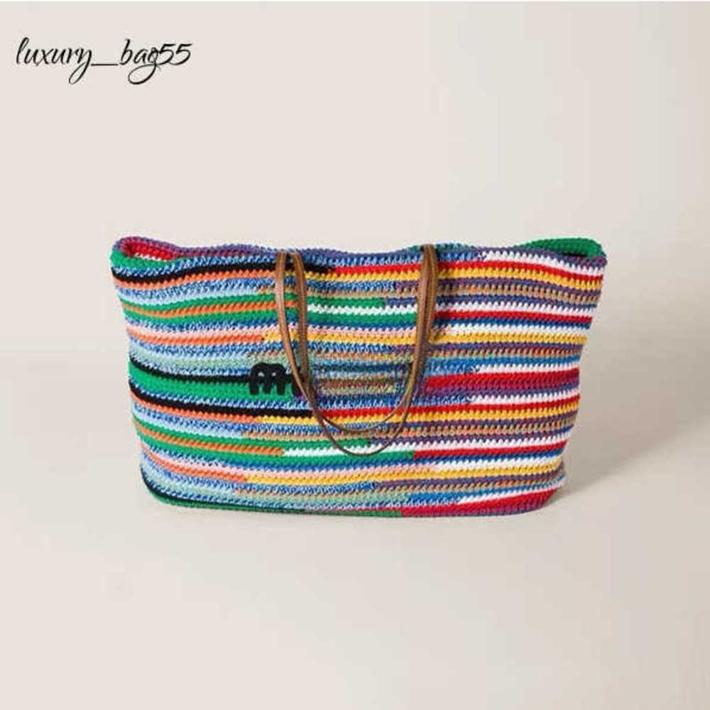 Designer Beach Bags Beach BagBag Tote Straw Bag Summer Travel Shopping bag Handbags Hollow Out Woven Letter Shoulder bags Casual Vacation Purse blue chain