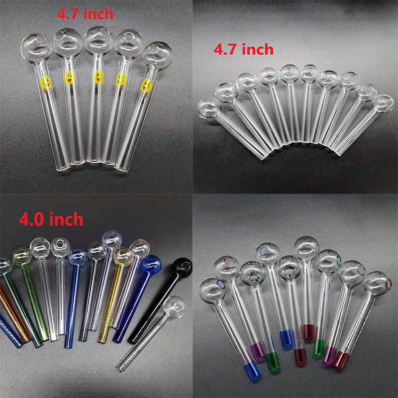 Pyrex Thick 2.7inch 4.0inch 4.7inch Colorful Smoking Pipes Glass Oil Burner Pipe Quality Dry Herb Tobacco Test Straw Tubes Water Bullber Handpipe For Dab Rigs