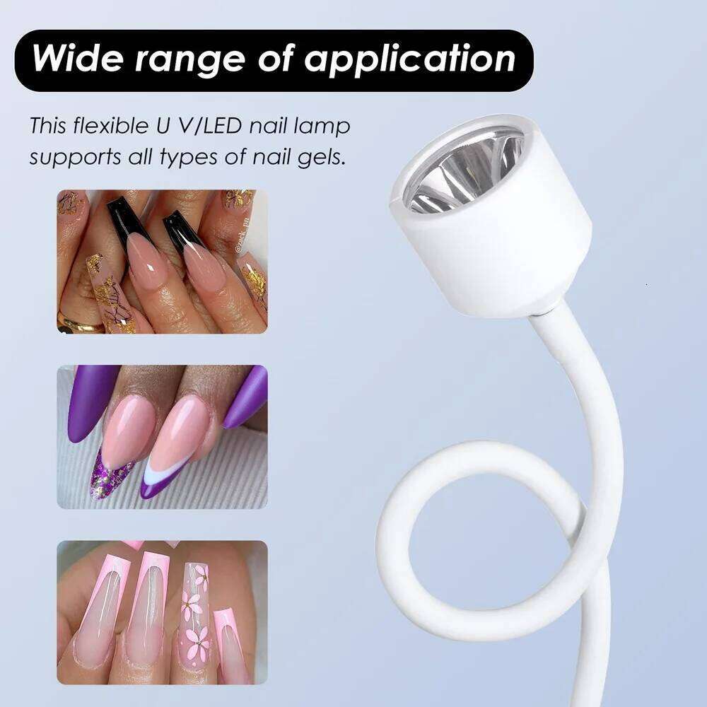 YIKOOLIN Lamps Gooseneck Lamp Nail UV Light for Gel Polish Curing Art Tools X250710
