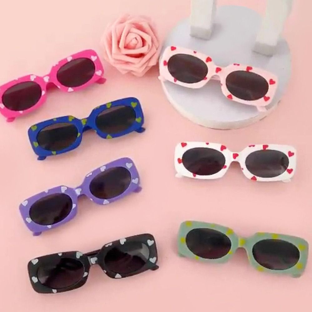 UV400 Heart Print Children Sunglasses Cute 2-8 Years Protection Eyewear Kids Rectangular Sun Glasses Z260305