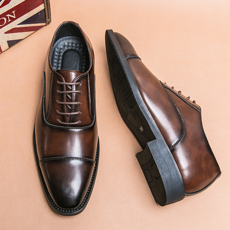1882-1 British men's formal leather shoes, cowhide pointed shoes, groom's wedding shoes, business casual men's shoes