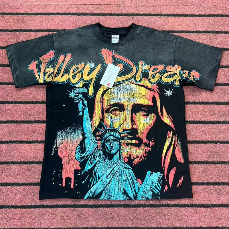 Fashion Mens Vale T-shirts Monster Basketball Player Full Print Short Sleeve Harajuku Style Retro VALLEY Top Tee 250709