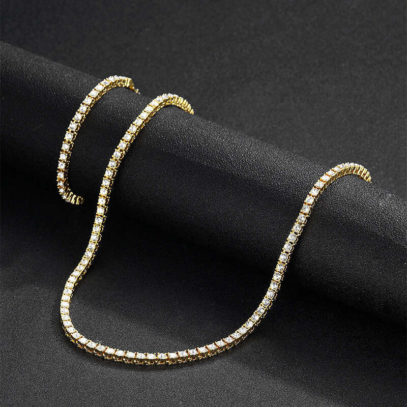 Trendy INS 4mm Tennis Chain Alloy Rhinestone Unisex Necklace Bracelet Set Accessories Jewelry