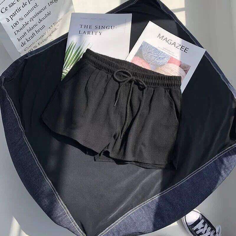 High Elastic Waist Sports Shorts Women Loose Casual Outer Wear Summer New Wide Leg Home Pajama Pants Trendy B5