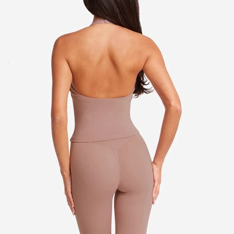 V-neck Cross Halter Sports Vest with Chest Pads Outfit for Women High-end Yoga Shorts Set