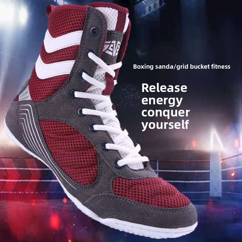 Cross border boxing shoes men's professional combat shoes fighting shoes wrestling shoes Sanda shoes women's indoor fitness training shoes