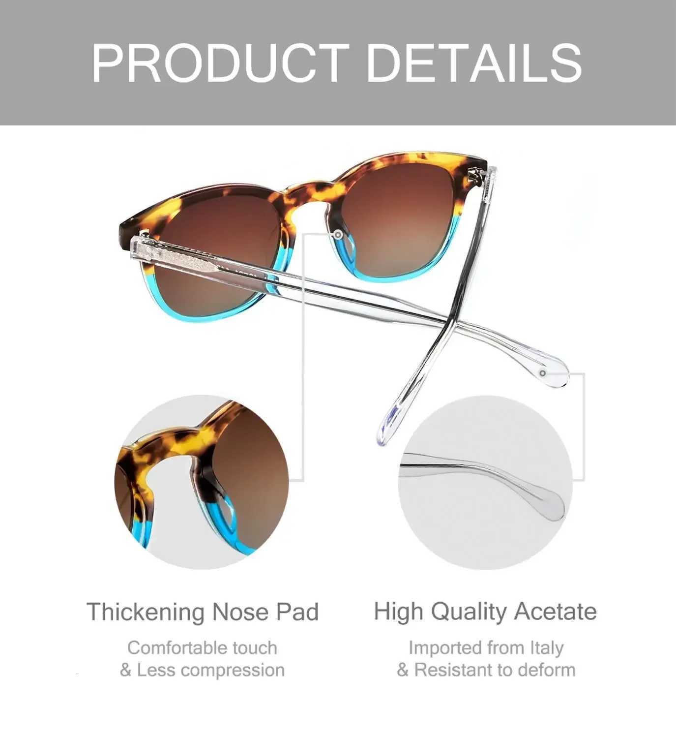 High Quality Polarized Driving Transparent Round Vintage Sunglasses Men Women Gradient UV Protection Sunglasses 5356 W250709