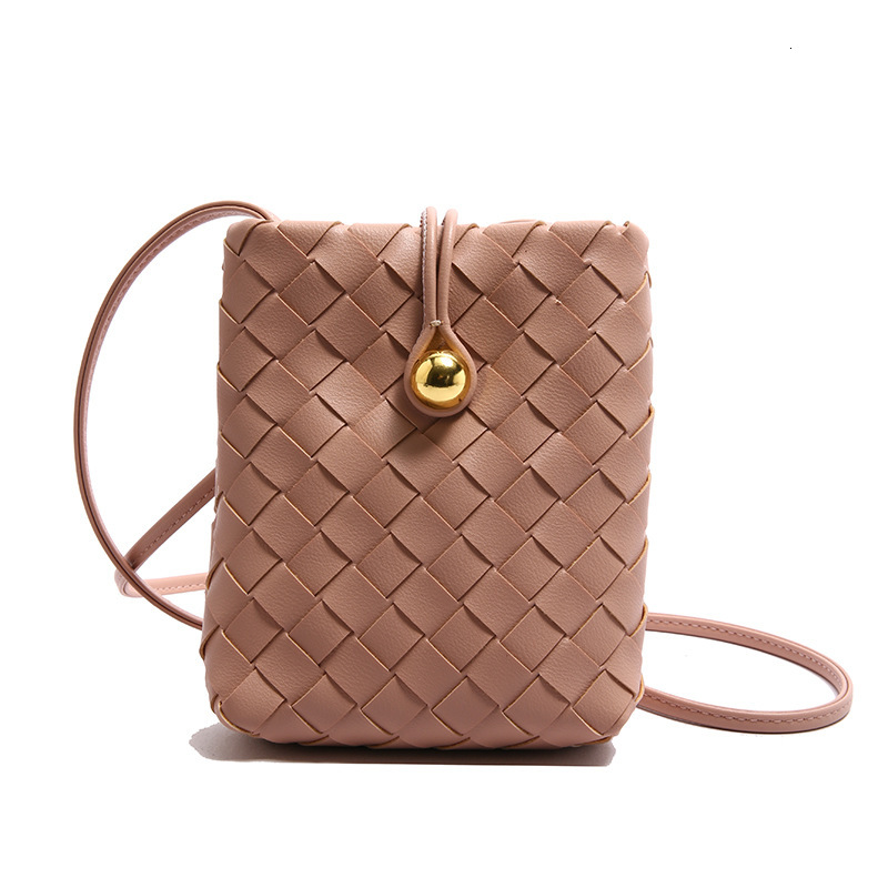 Free shipping designer Carefully Selected French Style High-End Woven Women Bag Fashionable Vertical Phone Bag Vintage Coin Purse Textured Crossbody B