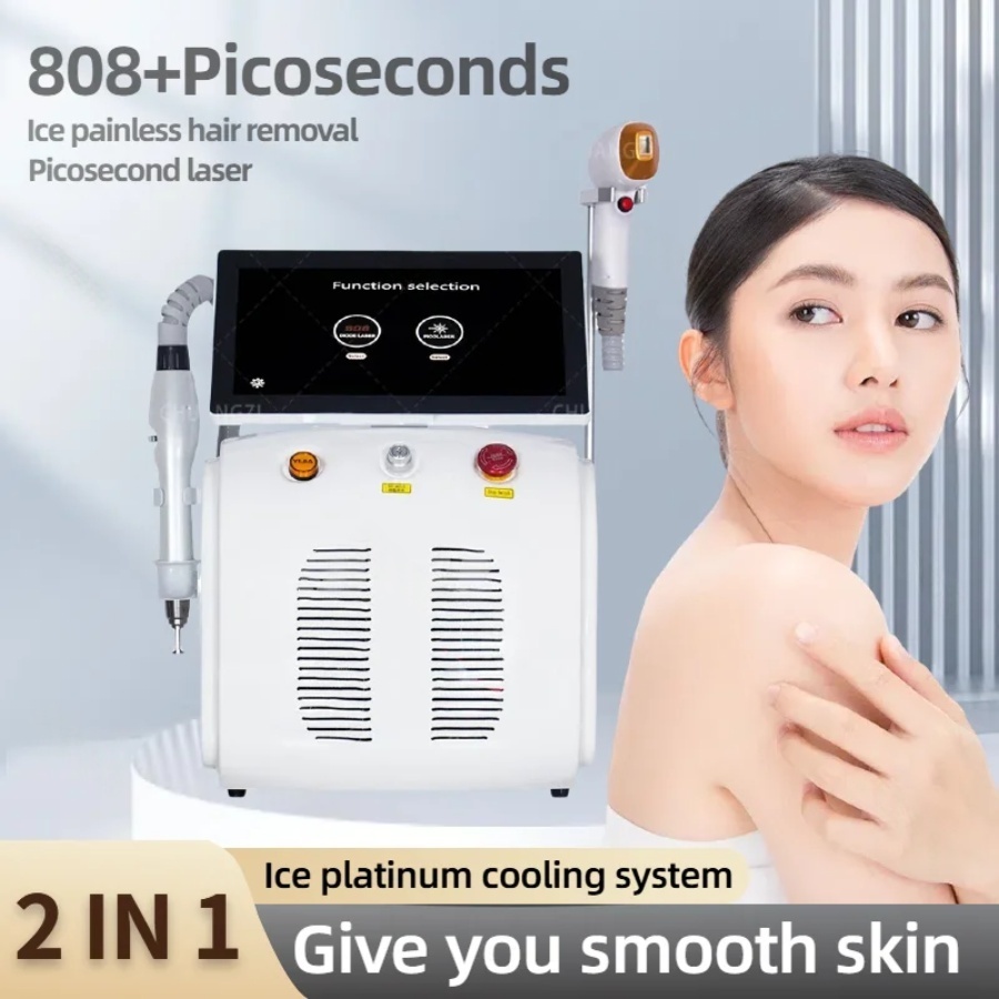 2025 portable 808nm diode laser depilation machine 2-in-1 picosecond tattoo depilation high intensity pulse 3 wavelength CE certification
