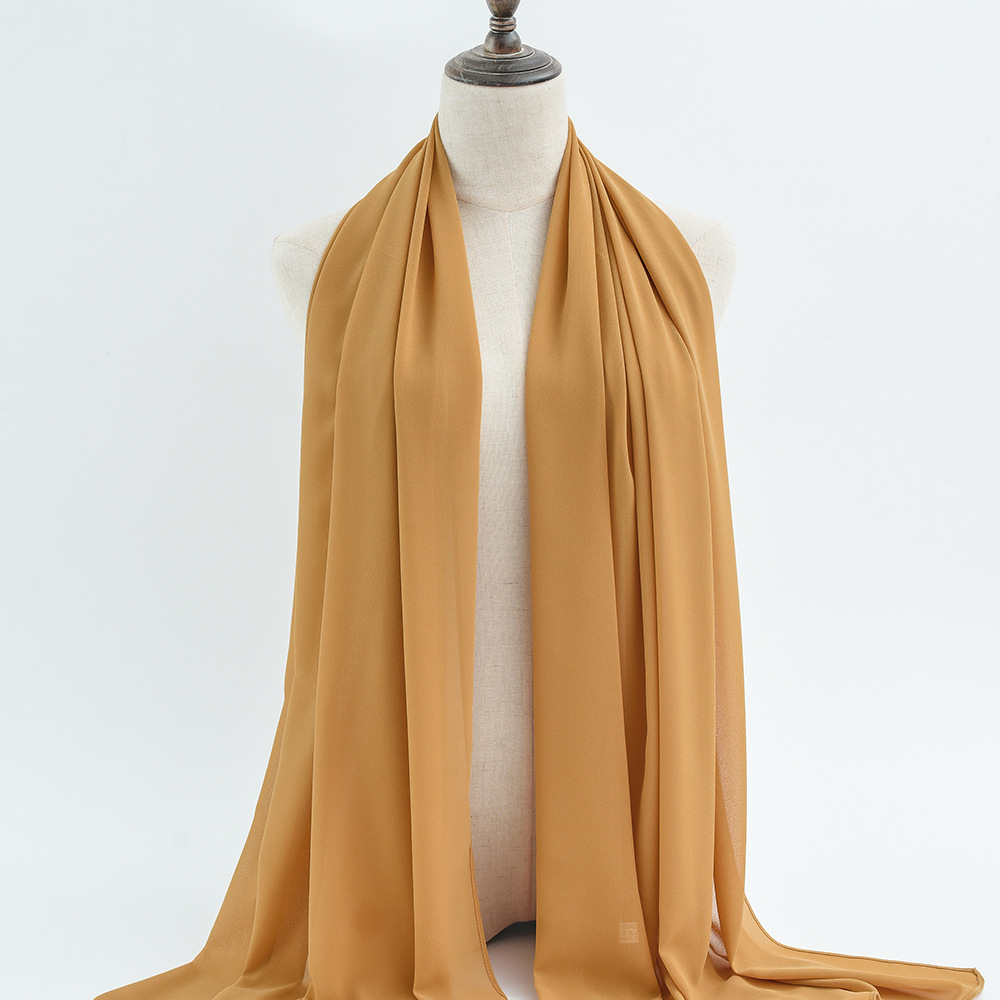 K1296 Full color solid color pearl chiffon bubble scarf gauze scarf long scarf Malaysia headscarf ladies scarf wholesale