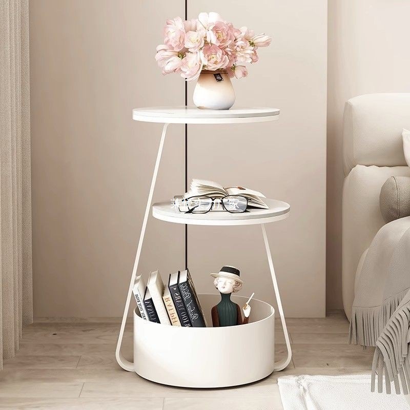 B7106 Modern simple small round table cream style sofa side table living room small apartment corner table