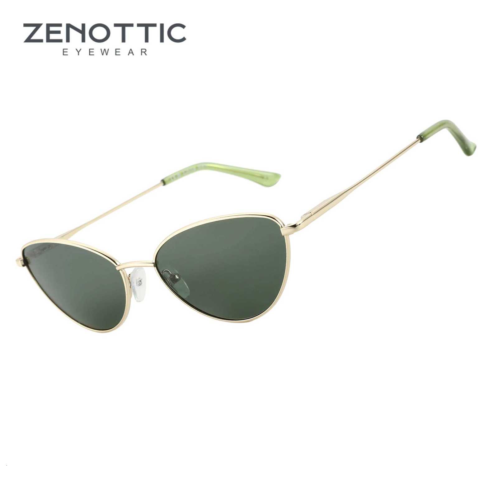 ZENOTTIC Vintage Small Cat Eye Sunes Fashion Narrow Metal Fe Polari Sun es UV Protection for Wen W250709