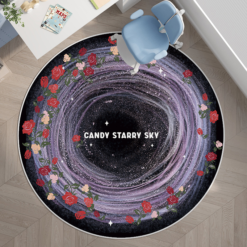 Simple Imitation Cashmere Home Decorative Round Carpet Bedroom Bedside Entrance Non-slip Comfortable Floor Mat