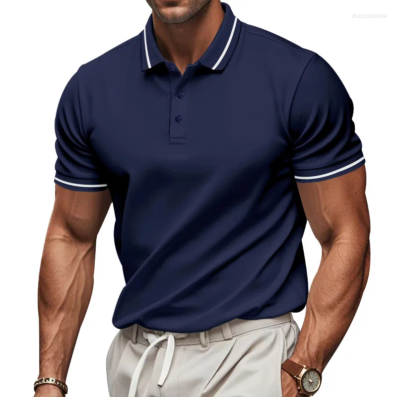 Men's Polos 2025 Summer Polo Shirt Pure Color Buttoned Mesh T-Shirt Casual Quick-Drying Turn-down Collar Short-Sleeved Men Tops