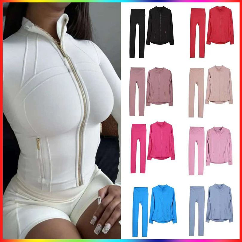 2025 10A Gym sets Jackets and shorts Yoga Jackets Workout Elastic Waist leggings Fitness quick dry fitness Activewear Sweatshirt Zip Luluitys Lemonize sets jackets