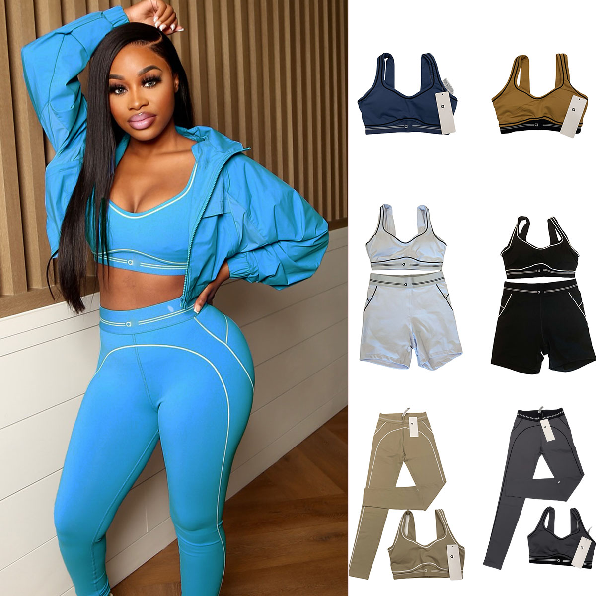 5A Top Bra leggings Set Women Soft Elastic Pants Socks Pants Outfits Lady Sports Pants Fitness Wear Bra Set Sports Bra Shorts sets alosetly women clothes