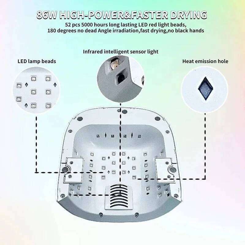 NEW Rechargeable 86W UV LED Lamp Cordless Dryer Gel Polish Professional Nail Art Manicure Tools for Home and Salon X250709