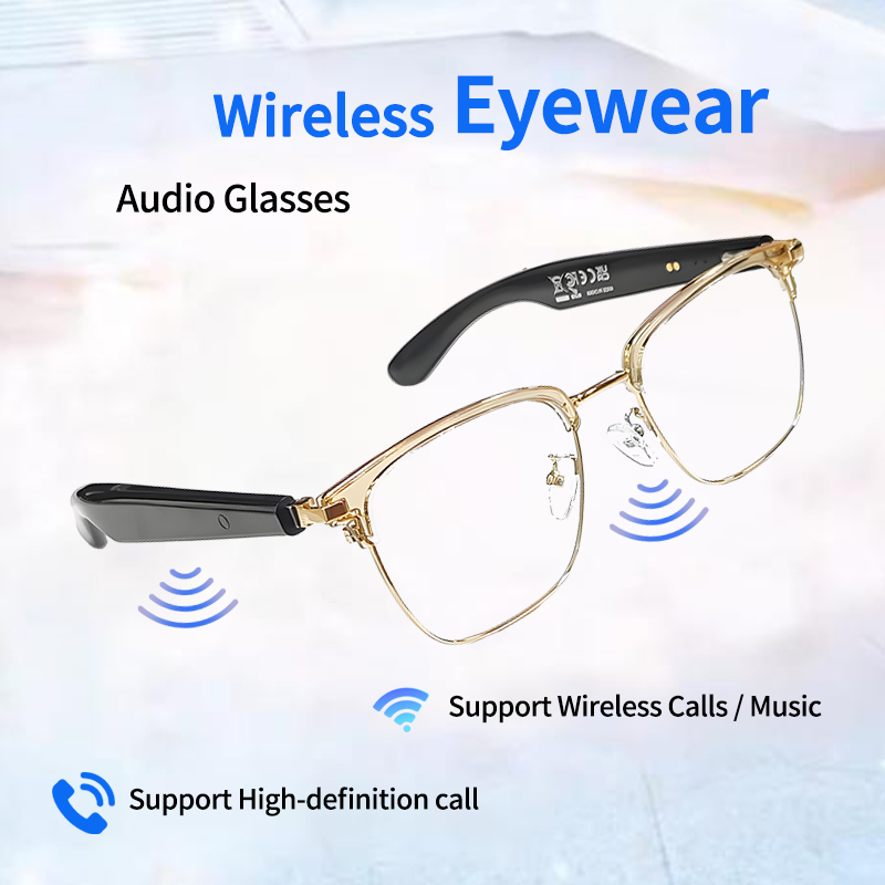 LIGE Smart glasses, adaptive photochromic lenses with light, open ear speakers and microphones Wireless call music control sports outdoor glasses
