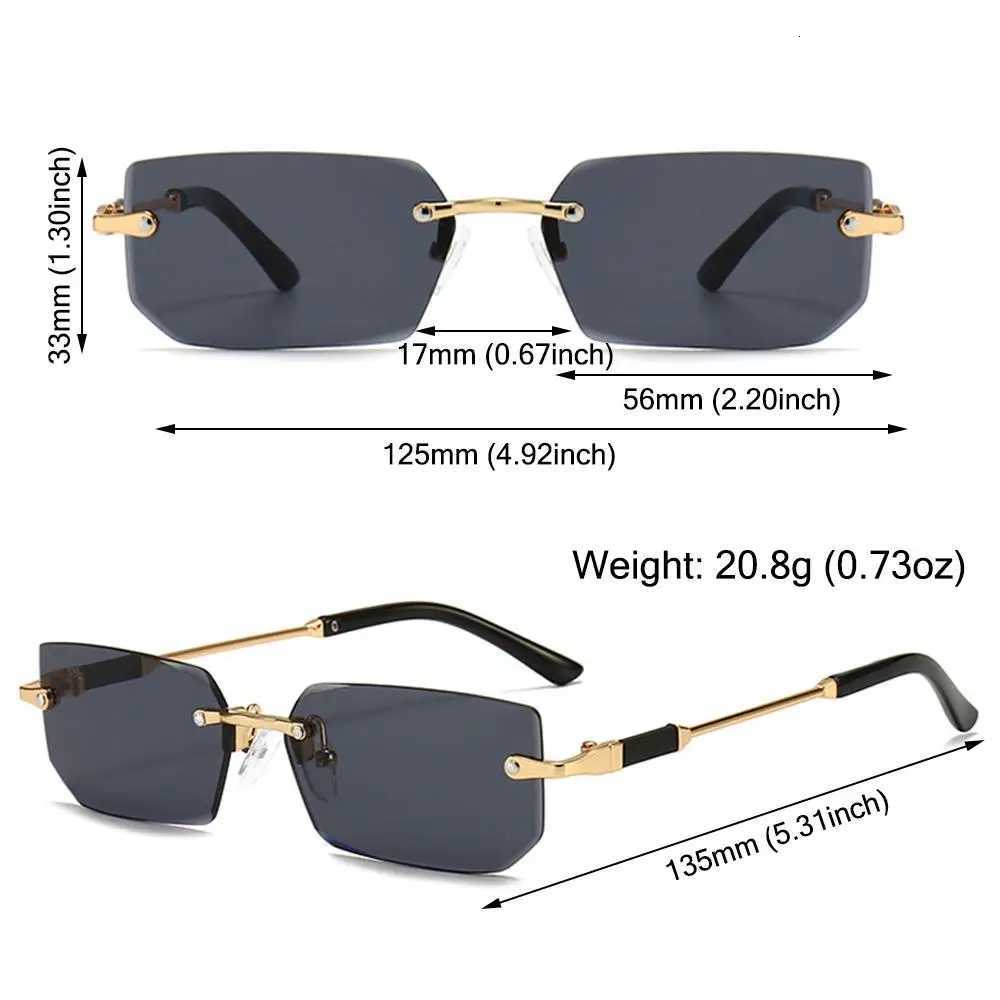 UV400 Rimless Rectangle Sunglasses Fashion Y2K F Sunglasses for Women Men W250709
