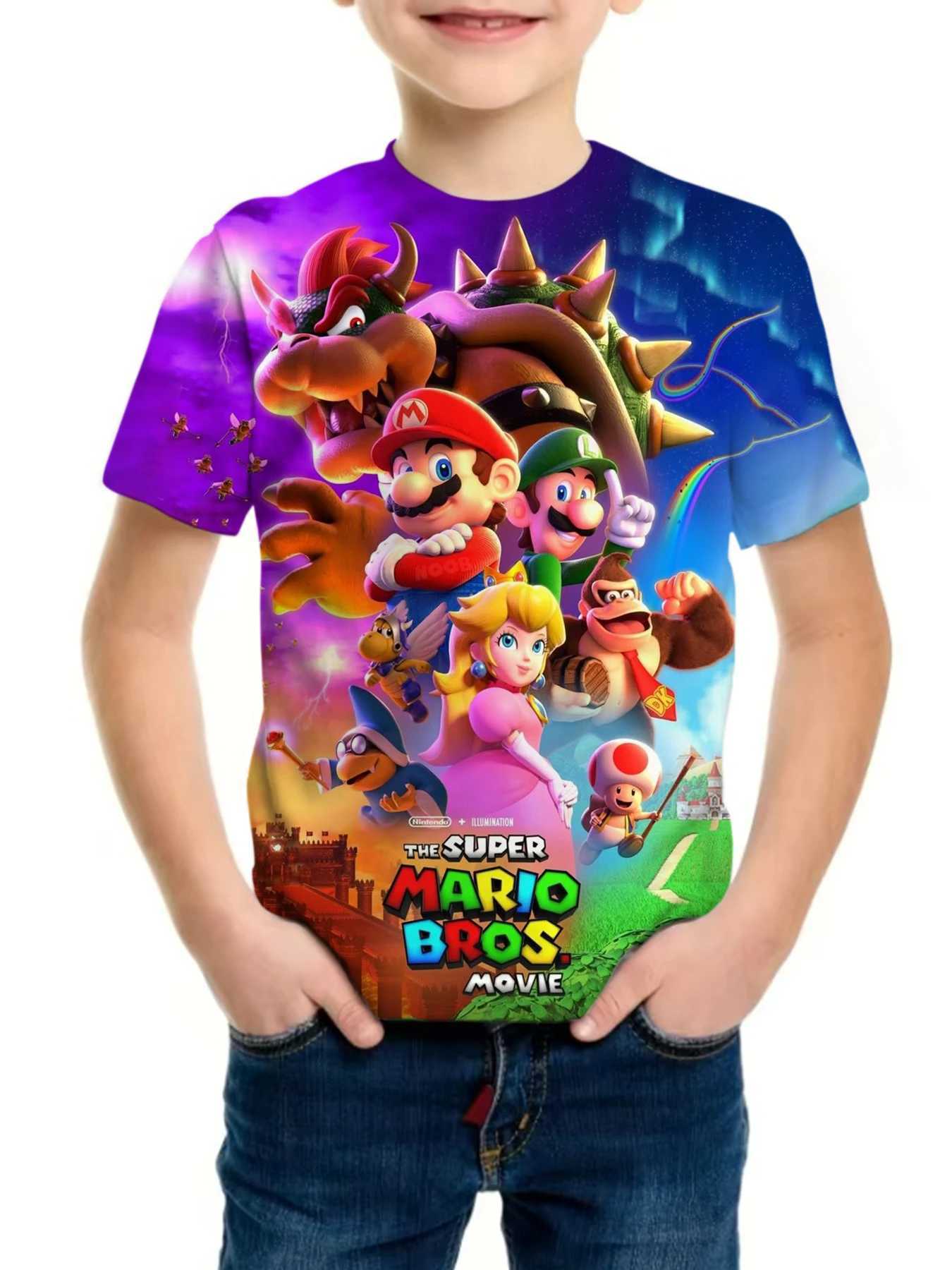 Fashion Super Mario Brothers T-Shirt Childrens Clothing Top Boys Game 3D Printing Anime O Neck z2507098W3I