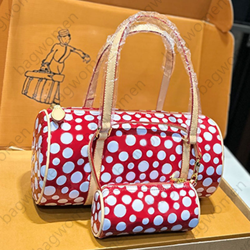 Papillon Handbag Cylindrical Shoulder Bag Luxury Bag Zipper Closure Designer Tote Bag Leather Handle Tannin Axillary Pouch Women Tote Bags Two Piece Set Dot Print