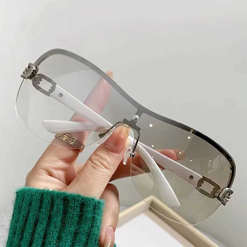 New Y2K Borderss Sunes Wens One Body Type Fashion Oval Sun es Summer Trend Lady Eyewear UV400 Ocos De Sol W250709