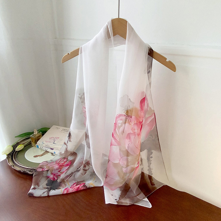 K1301 2025 Spring Cicada Wing Pattern Long Silk Scarf Women Spring and Autumn Thin Fashionable All-match Georgette Multicolor Printed Long Scarf