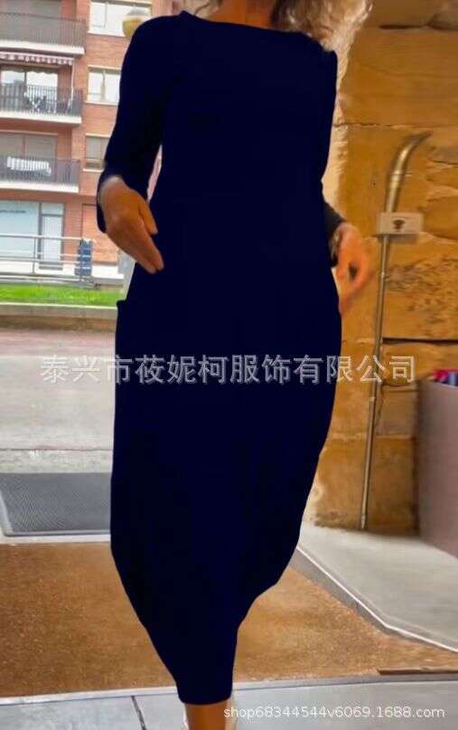 New Long Skirt Solid Color Knitted Dress Women's Clothing B5