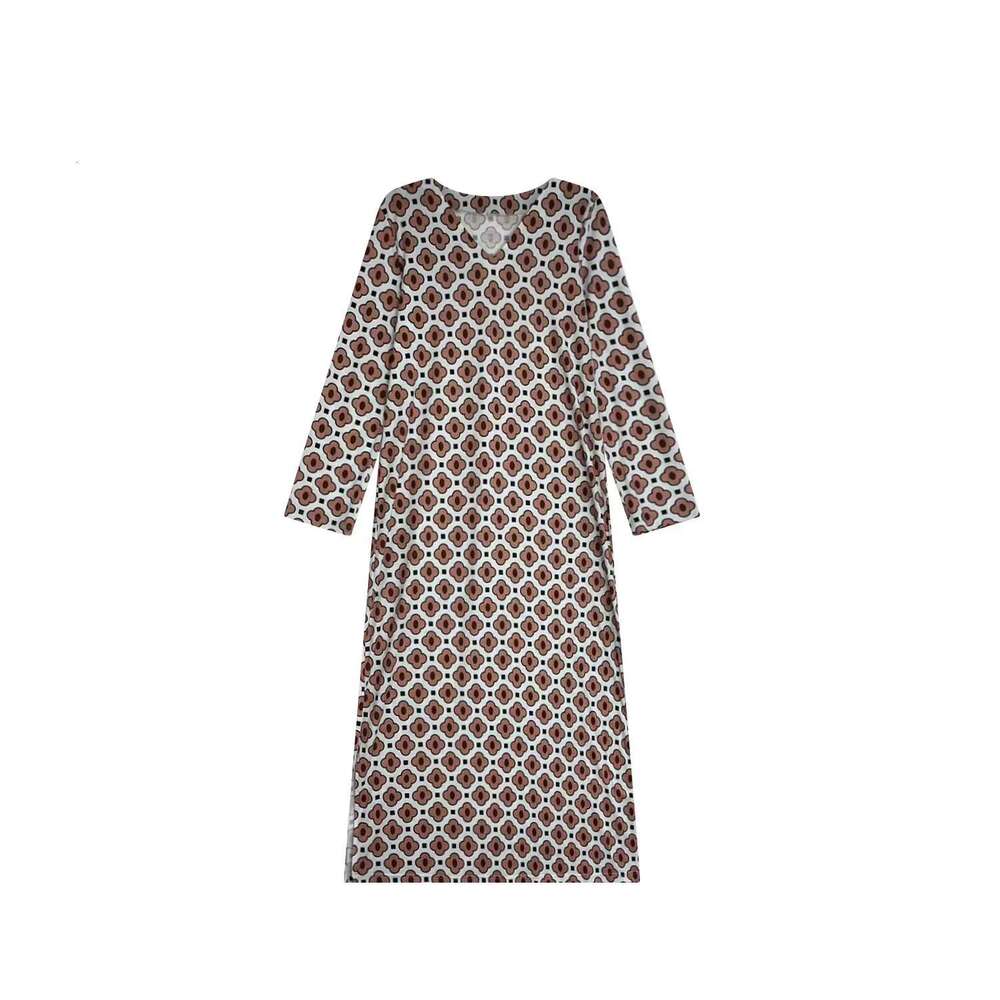 Bohemian Women's Summer New V-Neck Long Sleeve Dress Versatile Comfortable Vacation Slimming B5