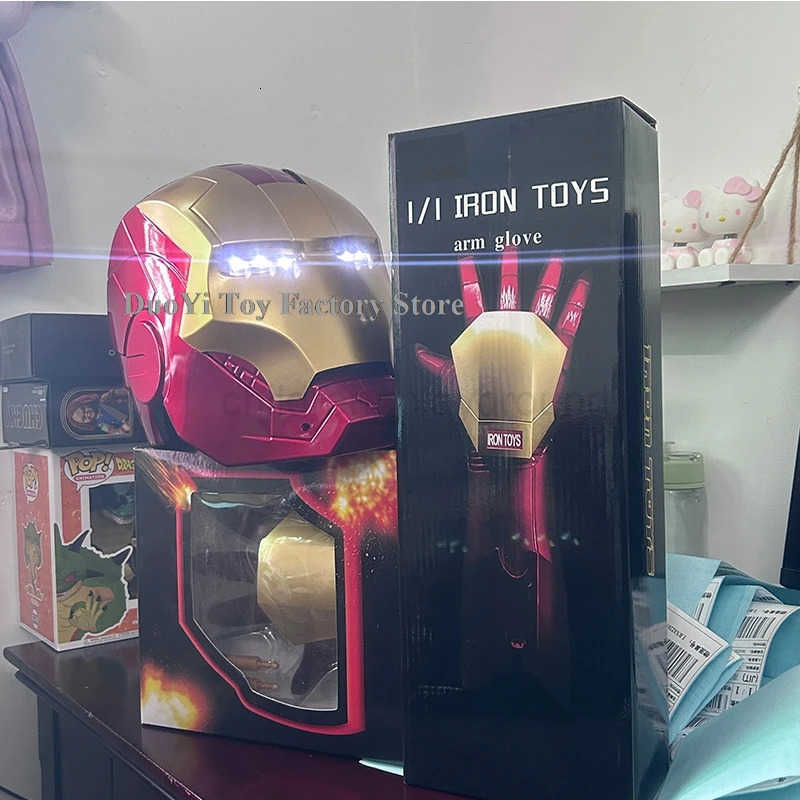 Disney Hot Iron Man Helmet Cosplay 1 1 Light Led Wearable Mask Gloves Glowing Eyes Adult Child PVC Action Figure Toys Birthday Gifts W250710