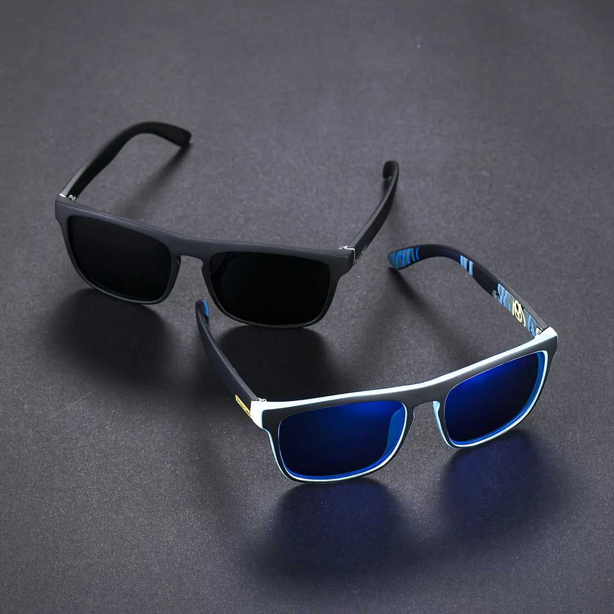 2pcs Square Polarized Sunglasses Anti-Glare Sunglasses for Summer Party Vacation Travel Driving Fishing W250709