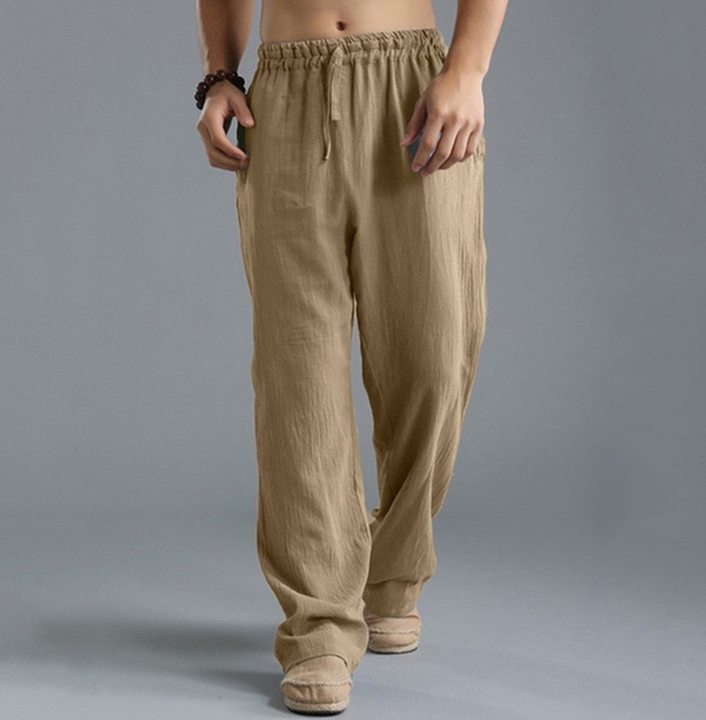 New Men's Casual Cotton Linen Pants Male Summer Large Size Breathable Solid Color Trousers Sports Fitness Streetwear S-5XL