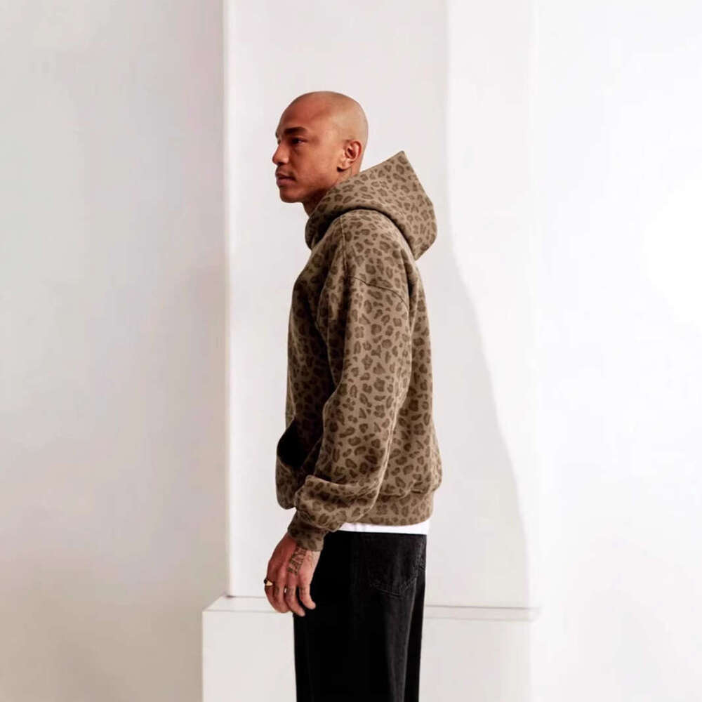 Autumn And Winter Leopard Print Hooded Sweatshirt Sports Style Casual Versatile B5