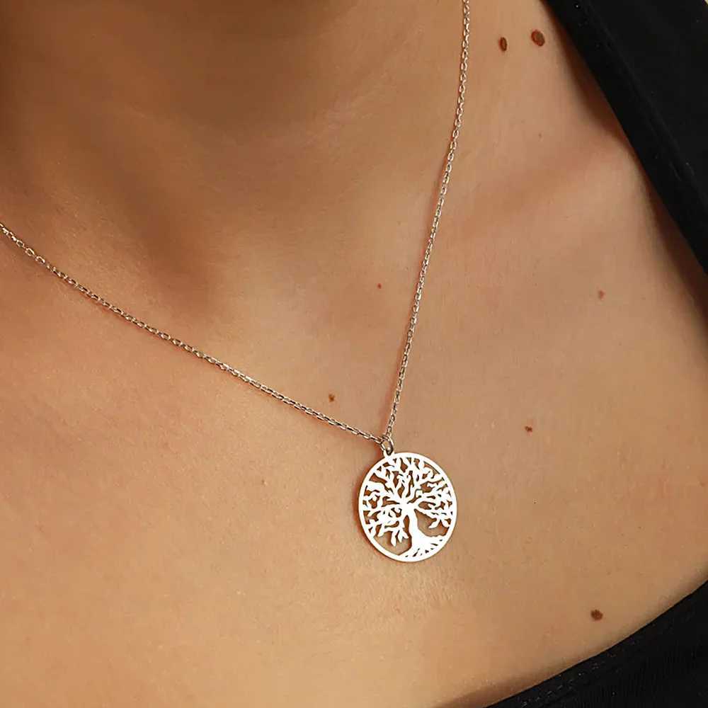Tree of Life Pendant Stainless Steel Necklace for Women Men Silver Color Chain Necklaces Jewelry Collar Arbol De La Vida y250709