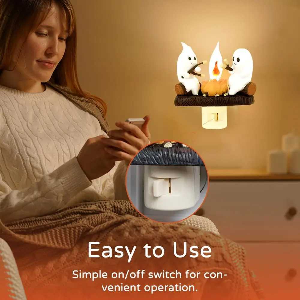 Ghost Campfire Flickering Halloween Night Light 3D LED Small Campfire Light For Indoor Halloween Decorations Z250710