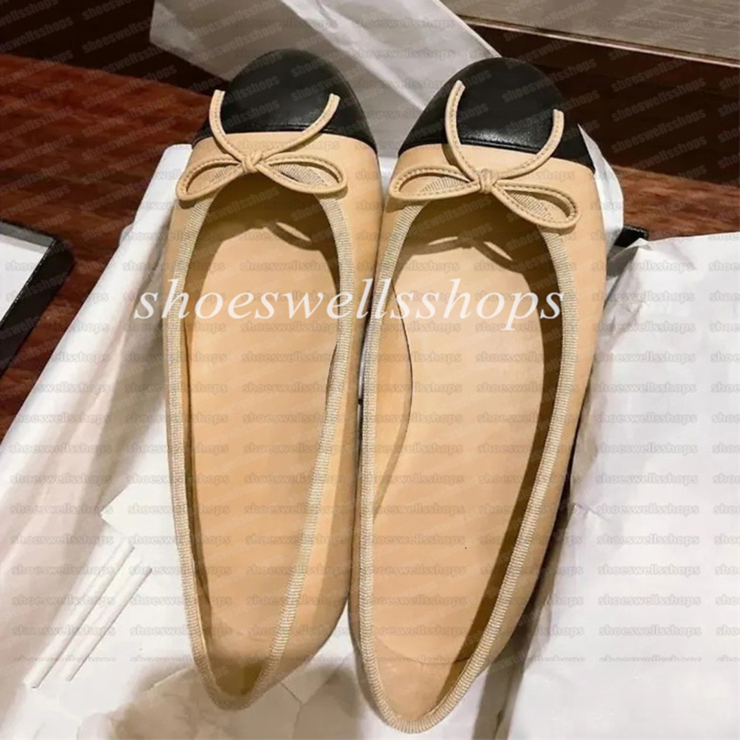 designer shoes Paris Brand Black Ballet Flats Shoes Women Genuine Leather Slip on Ballerina Luxury Round Toe channnelschoolshoes Ladies Dress Shoes Slingbacks