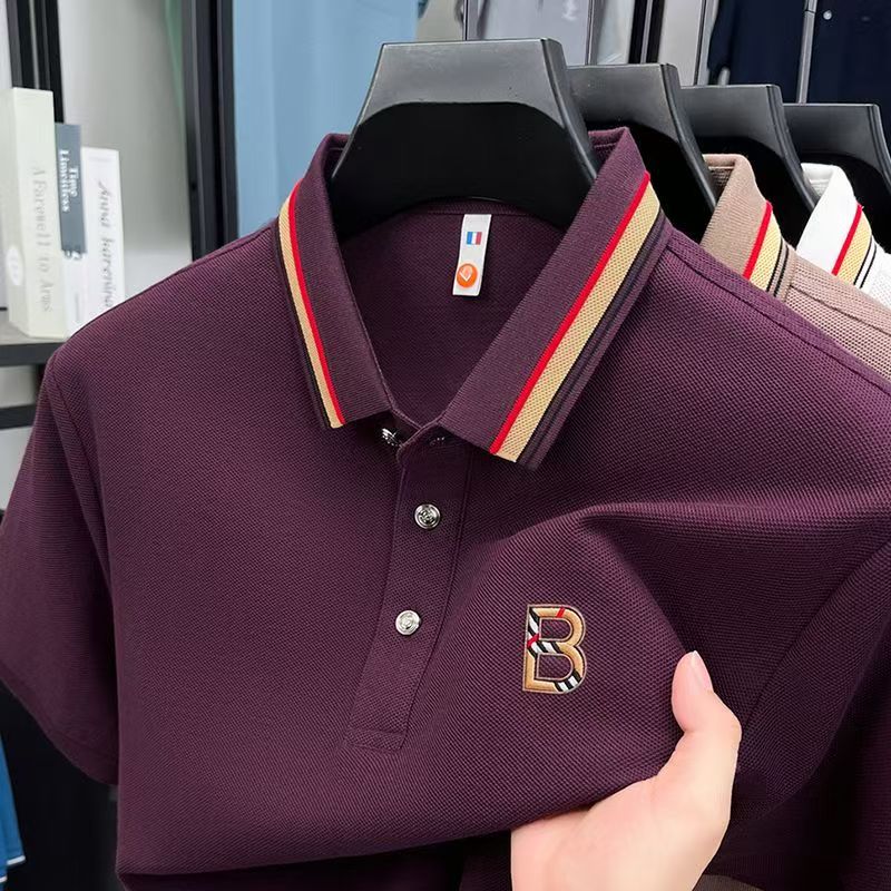 Men's summer 100 cotton printed POLO shirt upscale lapel short sleeve T-shirt new business leisure luxury Asian size M-- 4XL