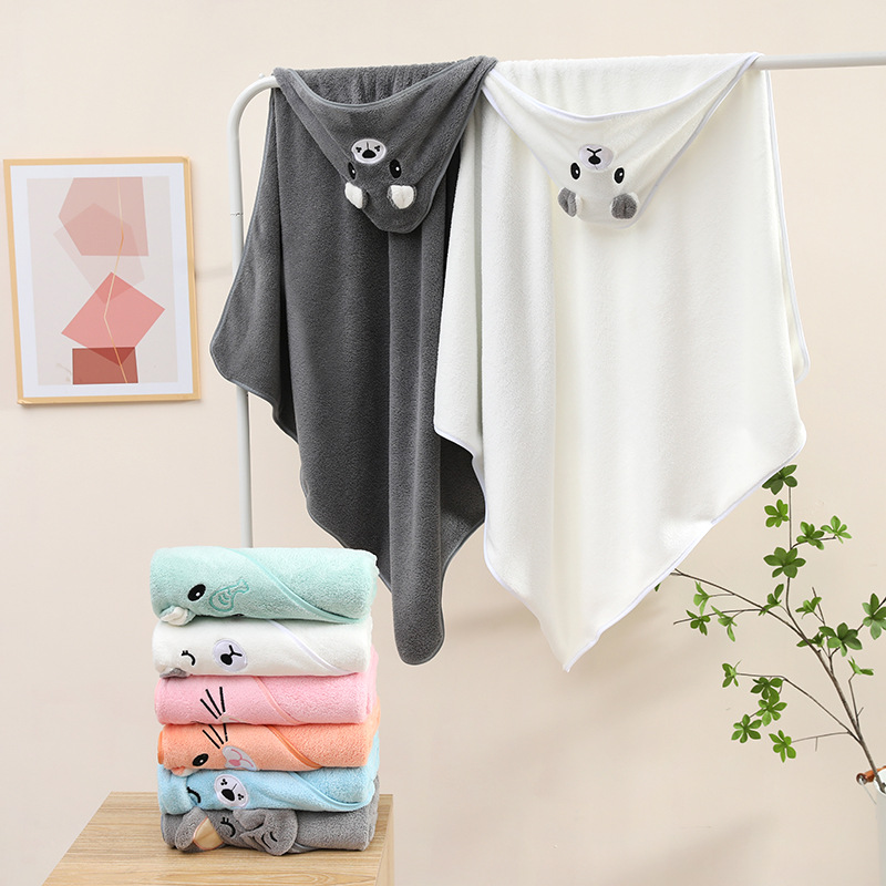 Cute Bath Towel for Baby Soft Absorbent Towel Newborn Swaddle Wrap Baby Blankets for Girls Boys