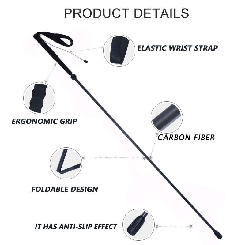 OKHEALING 5 Section Carbon Fiber Trekking Poles Ultra-light Off-road Collapsible Cane Portable Walking Stick with EVA Handle for Hiking, Camping, Back