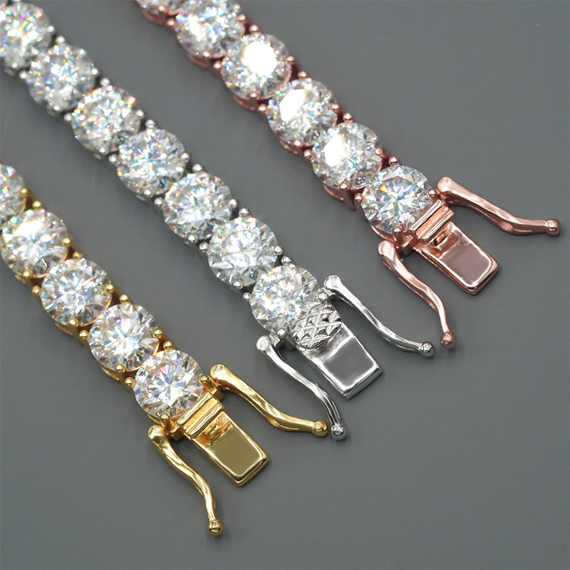925 Sterling Silver Grade Gra VVS 6.5mm White Moissanite Diamond Tennis Chain Bracelet for Gift